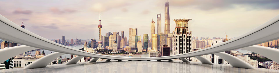 modern city skyline and cityscape in Shanghai, China